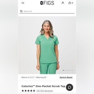 Figs one pocket scrub top. Surgical green. Size small. Used.